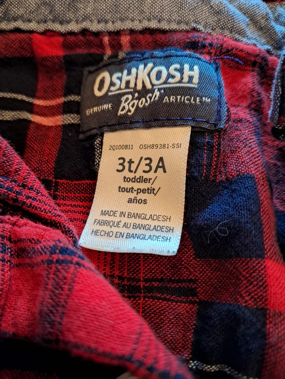 OshKosh Bgosh plaid button